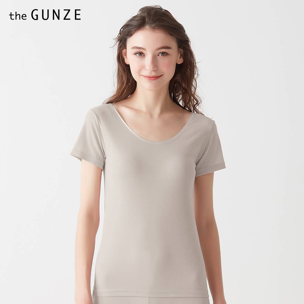 【さらっと綿100%】汗取り付き2分袖インナー